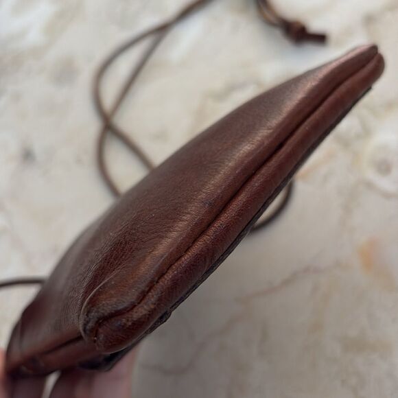 Vintage Roots Hanging Pouch Tribe Leather Crossbody Bag Brown - Picture 8 of 15